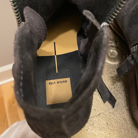 Dolce Vita Sutton Suede Ankle Boots | Gray Tassel, Stacked Heel, Size 10 EUC - Picture 11 of 11